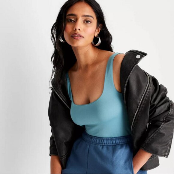 Women's Seamless Tank Bodysuit - A New Day™ Teal XS - Picture 2 of 4